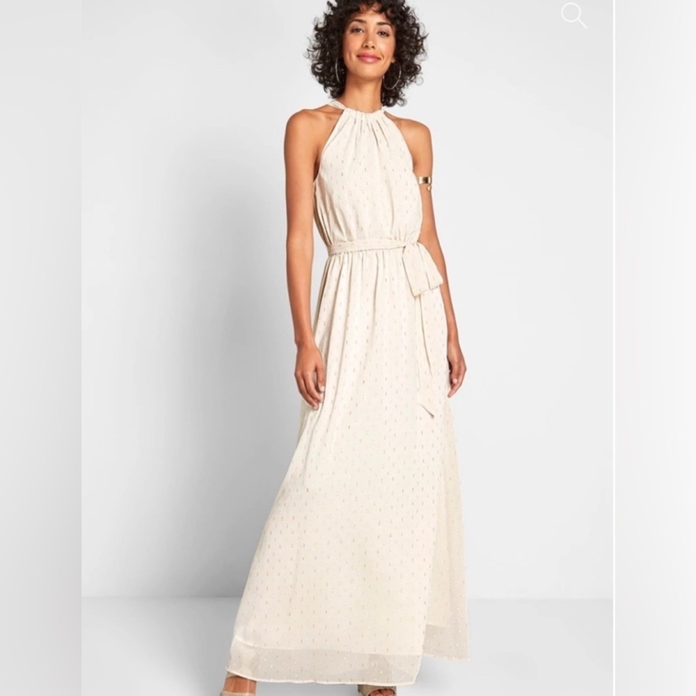 Modcloth Ivory Illuminated Elegance Chiffon Maxi Dress - New - Size XL